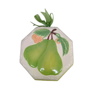 Avon Green Pears Decorative Mold Fruit Wall Hanging Decor Ceramic With BOX